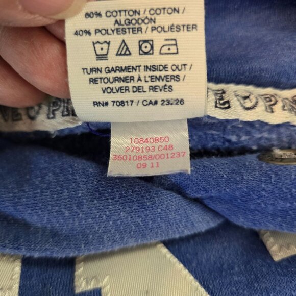 Victorias Secret PINK Blue Hoodie pocket varsity letters soft warm distressing - Picture 6 of 7